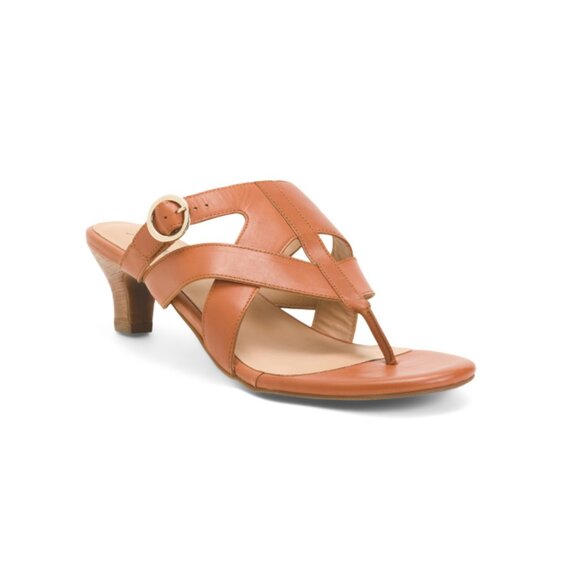 TROTTERS Luggage Leather Nikki Heeled Comfort Sandals - Picture 1 of 2